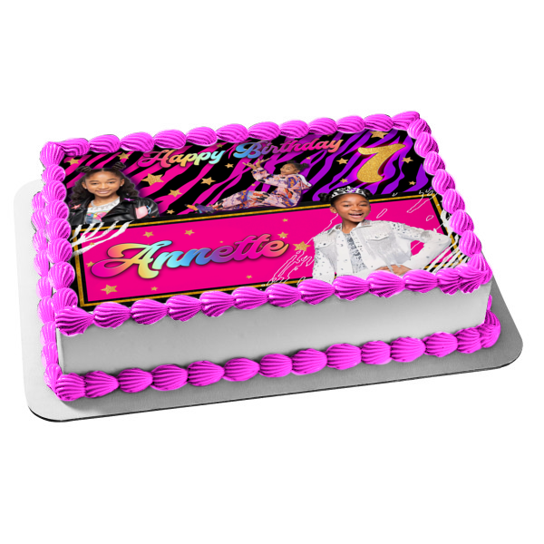 That Girl Lay Lay Zebra Rainbows Stars Nickelodeon TV Show Edible Cake Topper Image ABPID56778