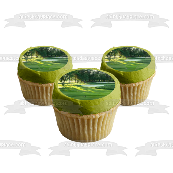 Golf Course Green Edible Cupcake Topper Images ABPID55728