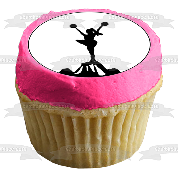 Cheerleading Tower Pyramid Action Silhouette Edible Cupcake Topper Images ABPID55860
