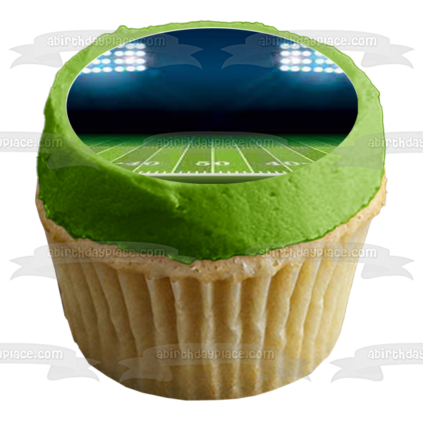 Football Stadium with Spotlights Edible Cupcake Topper Images ABPID55943