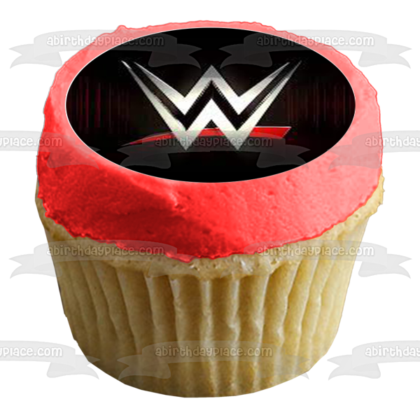 WWE World Wrestling Entertainment Logo Edible Cupcake Topper Images ABPID56006
