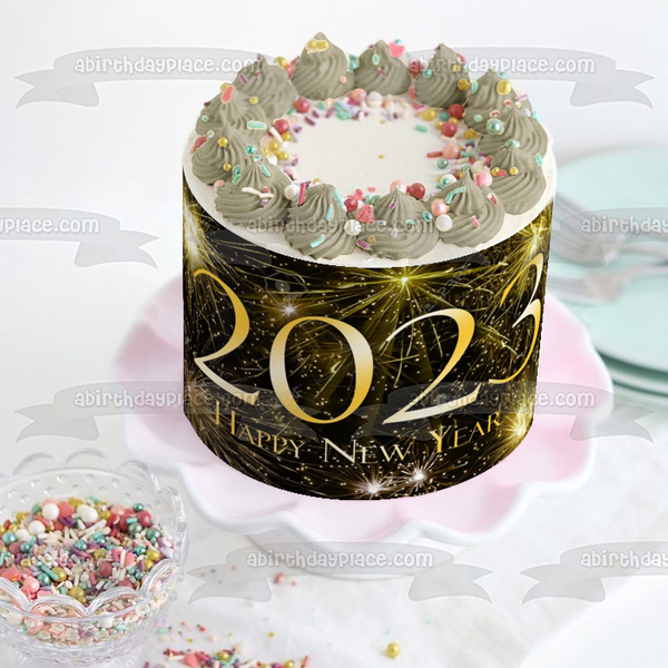 Happy New Year 2023 Fireworks Edible Cake Topper Image ABPID56798