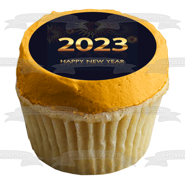 Happy New Year 2023 Edible Cake Topper Image ABPID56805