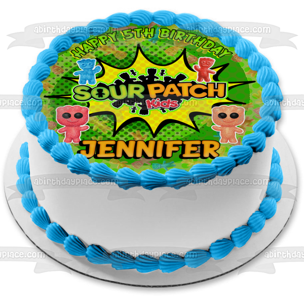 Sour Patch Kids Candy Pops Halftone Edible Cake Topper Image ABPID56820