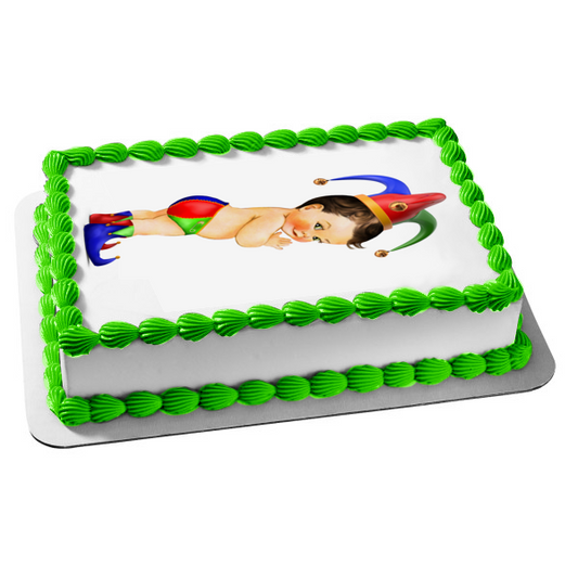 Jester Baby Boy Edible Cake Topper Image ABPID56813