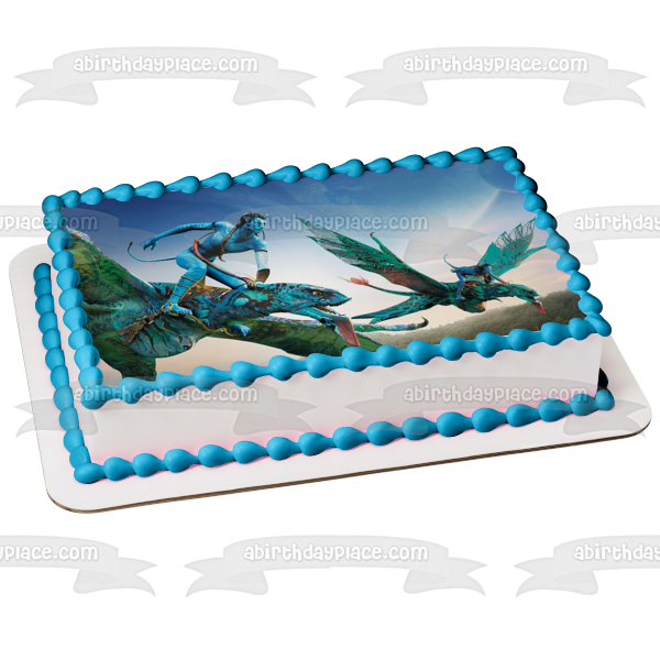 Avatar: The Way of Water Ney'Tiri and Jake In Flight Edible Cake Topper Image ABPID56828