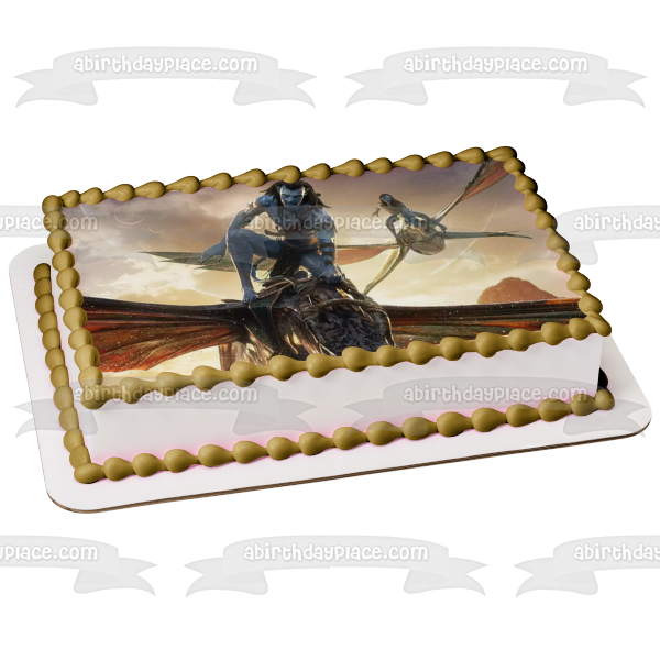 Avatar: The Way of Water Jake and Ney'Tiri Flying Edible Cake Topper Image ABPID56830