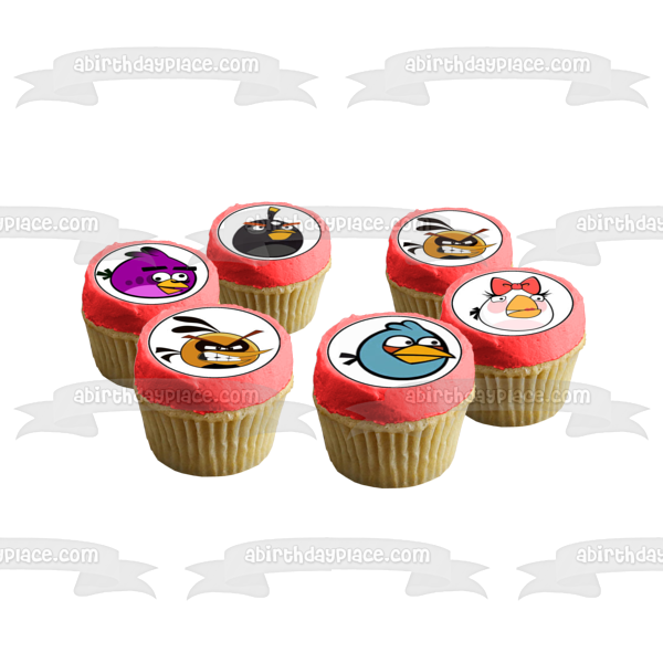Angry Birds Red Pink the Blues Chuck Bomb Matilda Hal Stella and the Purple Bird Edible Cupcake Topper Images ABPID03640