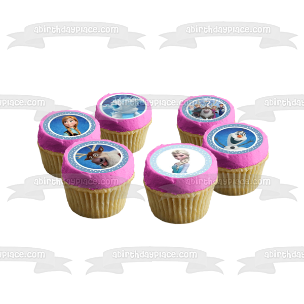 Frozen Anna Elsa Olaf and Sven Edible Cupcake Topper Images ABPID04138