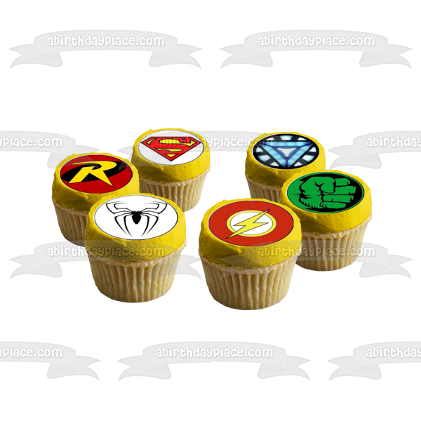 Logotipo de superhéroe Hulk Capitán América y Robin Imágenes comestibles para cupcakes ABPID05344 