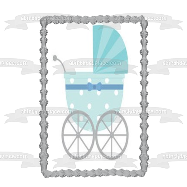 Blue Baby Stroller Edible Cake Topper Image ABPID56841