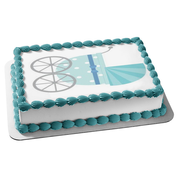 Blue Baby Stroller Edible Cake Topper Image ABPID56841