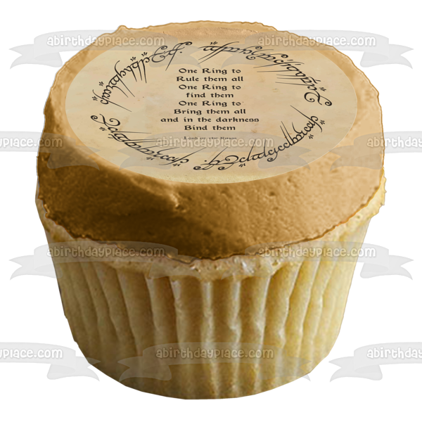 One Ring to Rule Them All Poem Lord of the Rings Elvish Script Edible Cake Topper Image ABPID56855