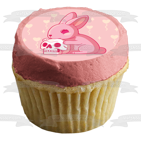 Cute but Dangerous Bunny Rabbit Skull Gothic Punk Lolita Edible Cake Topper Image ABPID56857
