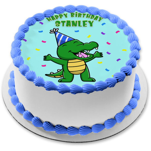 See Ya Later Party Gator Alligator Crocodile Edible Cake Topper Image ABPID56860