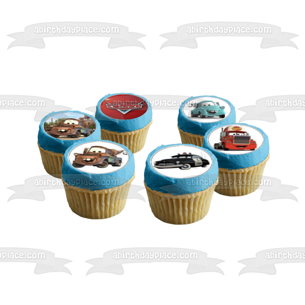 Cars Mater Sir Tow Mater Fillmore and Lightening McQueen Edible Cupcake Topper Images ABPID05895