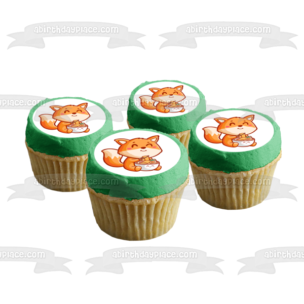 Kitsune Fox Ramen Noodle Oriental Anime Manga Illustration Cartoon Edible Cake Topper Image ABPID56850