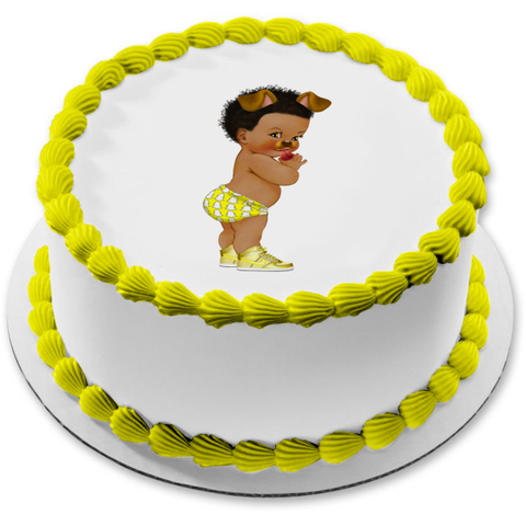 Snapchat Dog Face Filter Baby Boy Edible Cake Topper Image ABPID56862
