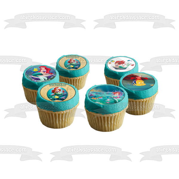 The Little Mermaid Ariel Flounder King Triton and Sebastian Edible Cupcake Topper Images ABPID06610
