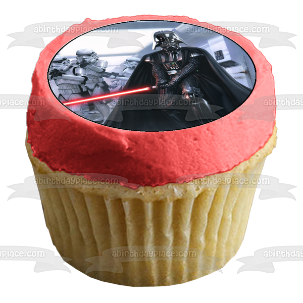 Star Wars Logo Darth Vader Lightsaber and Storm Troopers Edible Cupcake Topper Images ABPID06773