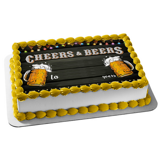 Cheers and Beers Marquee Lights Número de decoración comestible para tarta Imagen ABPID56869 