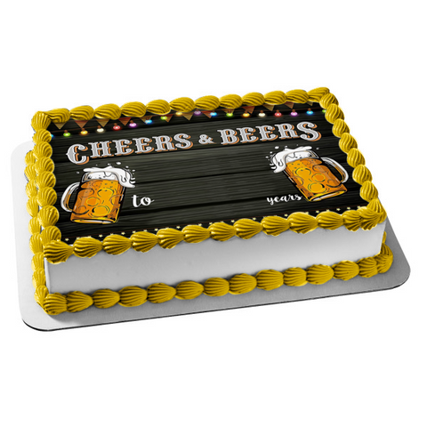 Cheers and Beers Marquee Lights Number Edible Cake Topper Image ABPID56869