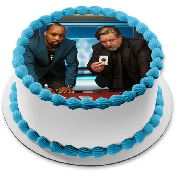 Imagen de decoración comestible para tarta con cara de póquer Jake Foley y Andrew Johnson ABPID56908 