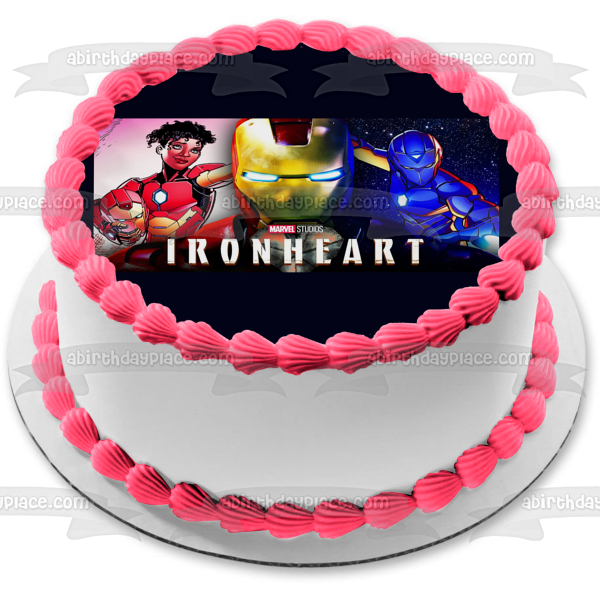 Iron Heart with Assorted Characters Edible Cake Topper Image ABPID56926