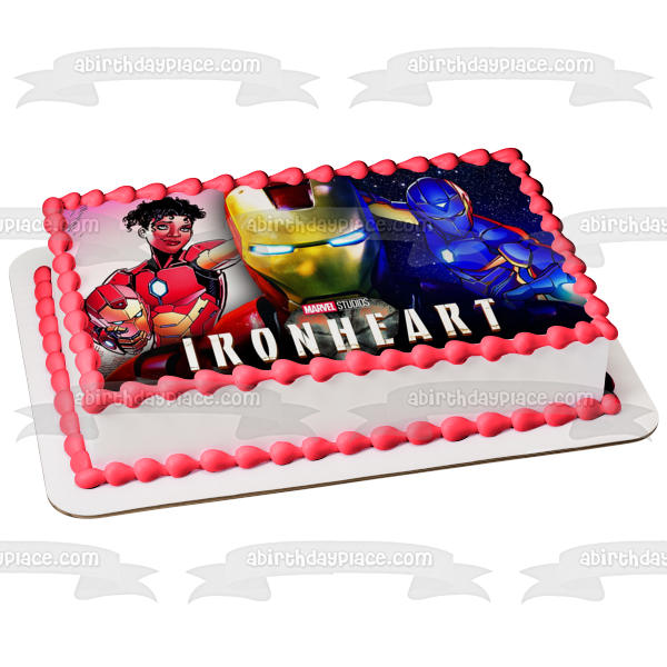 Iron Heart with Assorted Characters Edible Cake Topper Image ABPID56926