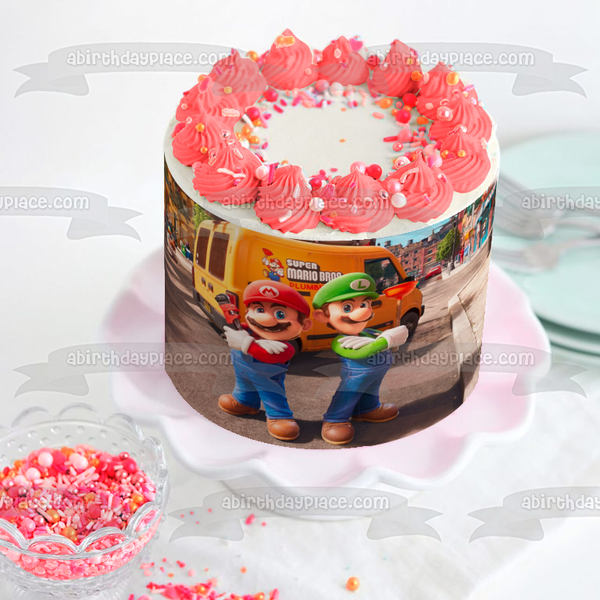 Super Mario Brothers Movie Mario and Luigi Edible Cake Topper Image ABPID56944