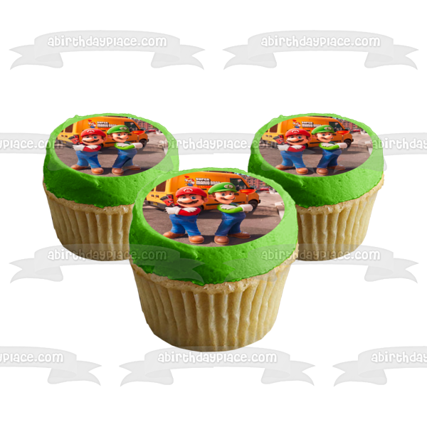 Super Mario Brothers Movie Mario and Luigi Edible Cake Topper Image ABPID56944