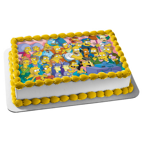 The Simpsons Marge Bart Homer Lisa Maggie Edible Cake Topper Image ABPID56948