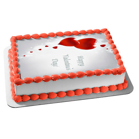 Feliz día de San Valentín Globos de corazón rojo Imagen comestible para decoración de tarta ABPID57003 