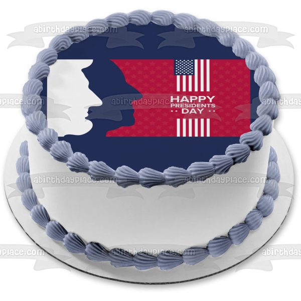 Happy President's Day American Flag Edible Cake Topper Image ABPID57023