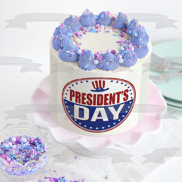 Happy President's Day American Flag Hat Edible Cake Topper Image ABPID57025