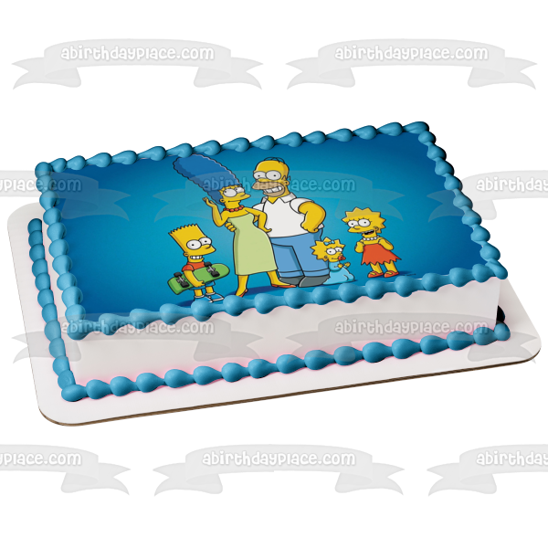 The Simpsons Marge Homer Maggie Lisa and Bart Edible Cake Topper Image ABPID57033