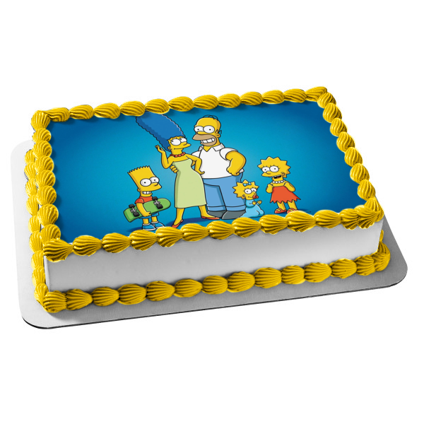 The Simpsons Marge Homer Maggie Lisa and Bart Edible Cake Topper Image ABPID57033