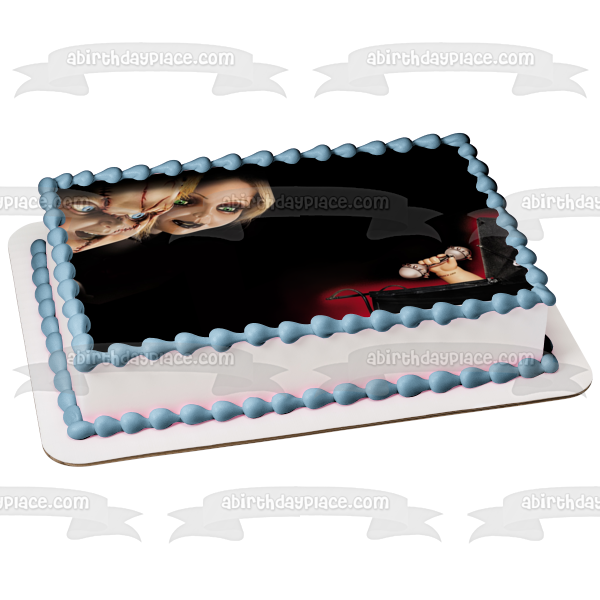 Seed of Chucky Gender Reveal Chucky Tiffany and Glen Edible Cake Topper Image ABPID57036