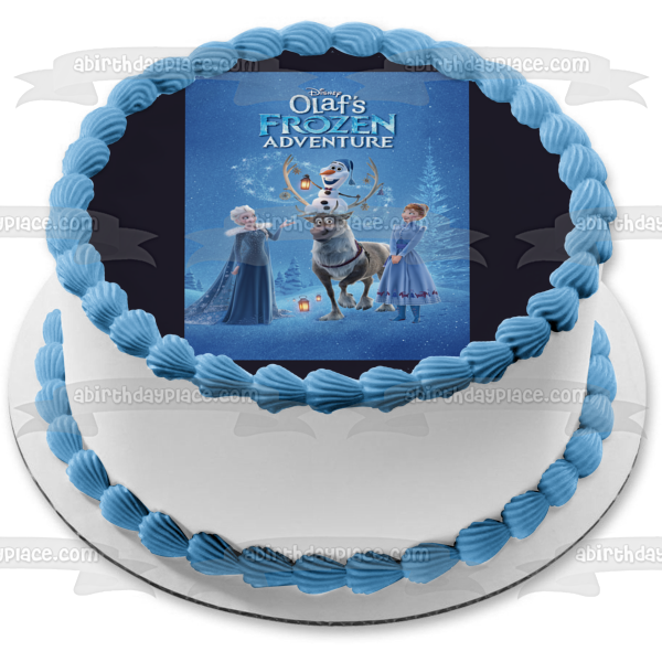 Olaf's Frozen Adventure Anna and Elsa Edible Cake Topper Image ABPID56992