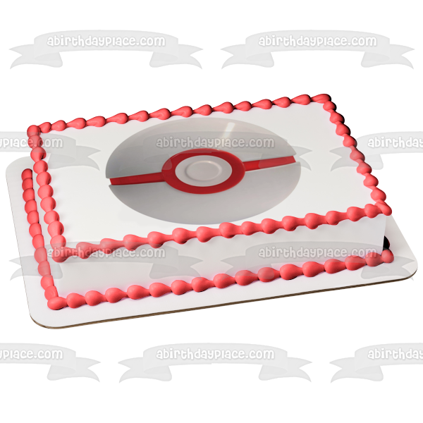 Pokemon Premier Ball Edible Cake Topper Image ABPID57038