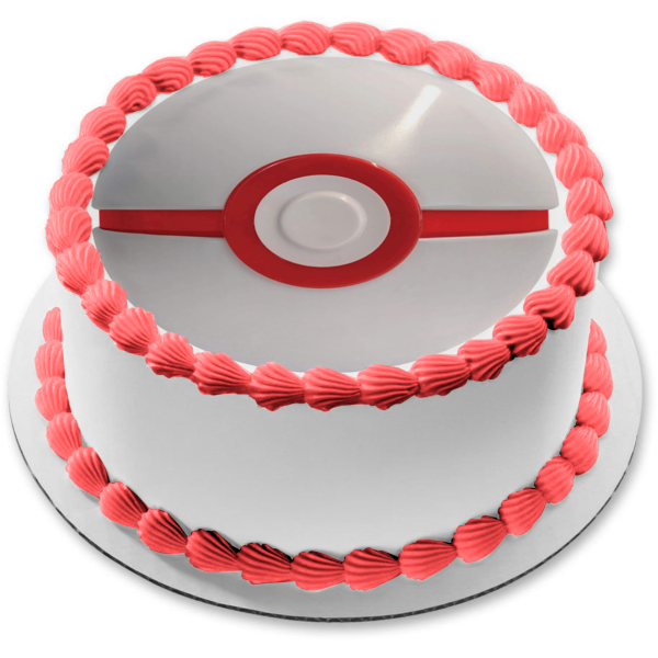 Pokemon Premier Ball Edible Cake Topper Image ABPID57038