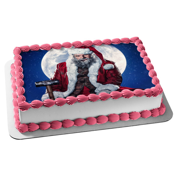 Violent Night Santa Claus and the Moon Edible Cake Topper Image ABPID57045