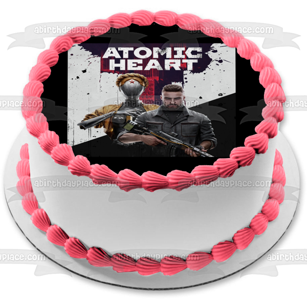 Adorno comestible para tarta con personajes variados de corazón atómico, imagen ABPID57057 