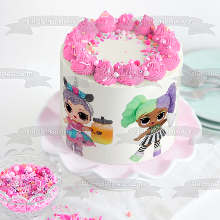Adorno comestible para tarta con muñeca brillante y Cheer Boo de LOL Surprise, imagen ABPID57058 