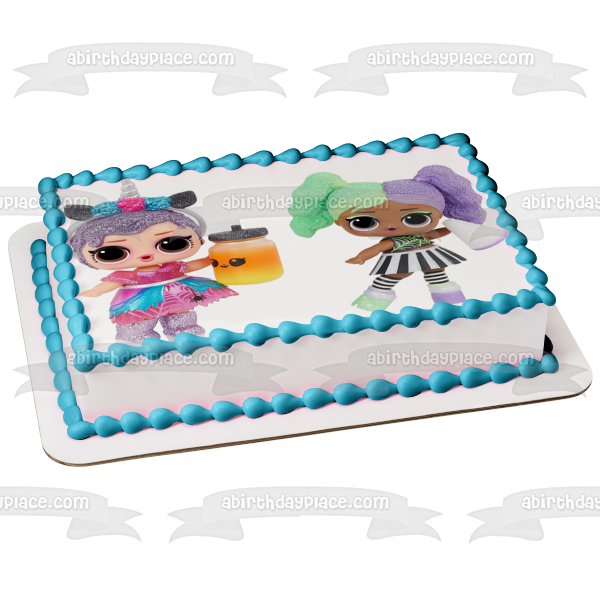 Adorno comestible para tarta con muñeca brillante y Cheer Boo de LOL Surprise, imagen ABPID57058 