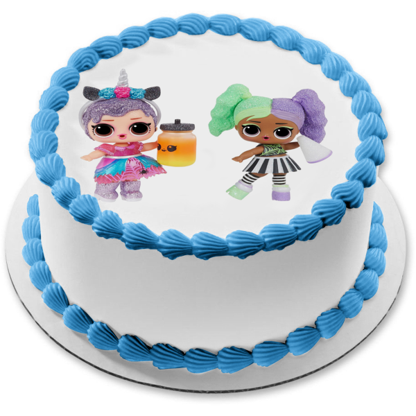 Adorno comestible para tarta con muñeca brillante y Cheer Boo de LOL Surprise, imagen ABPID57058 