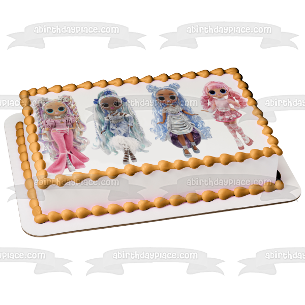 LOL Surprise Omg Fashion Show Twist Queen Missy Frost Larose y Lady Braids Adorno comestible para tarta Imagen ABPID57073 