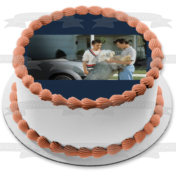 Decoración comestible para tarta con diseño de perro peludo, Wilson y Wilby, imagen ABPID57074 