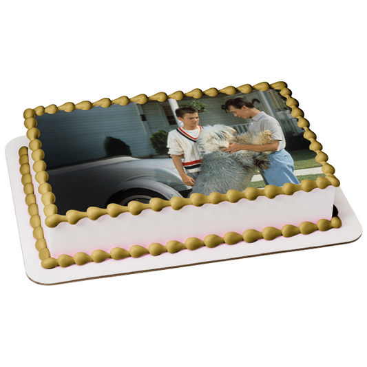 Decoración comestible para tarta con diseño de perro peludo, Wilson y Wilby, imagen ABPID57074 