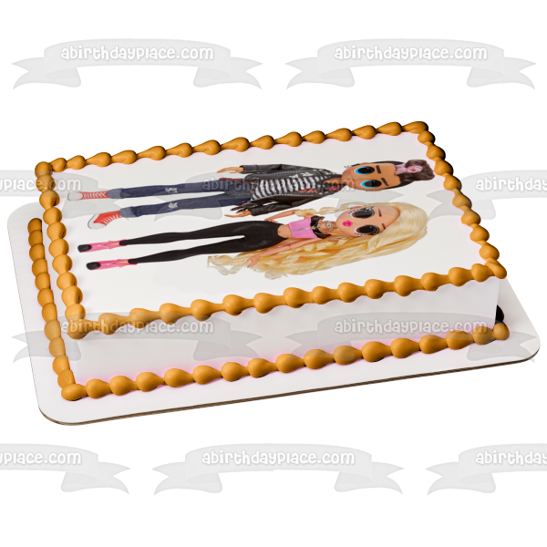 LOL Surprise Omg Movie Magic Fashion Tough Dude and Pink Chick Edible Cake Topper Image ABPID57067